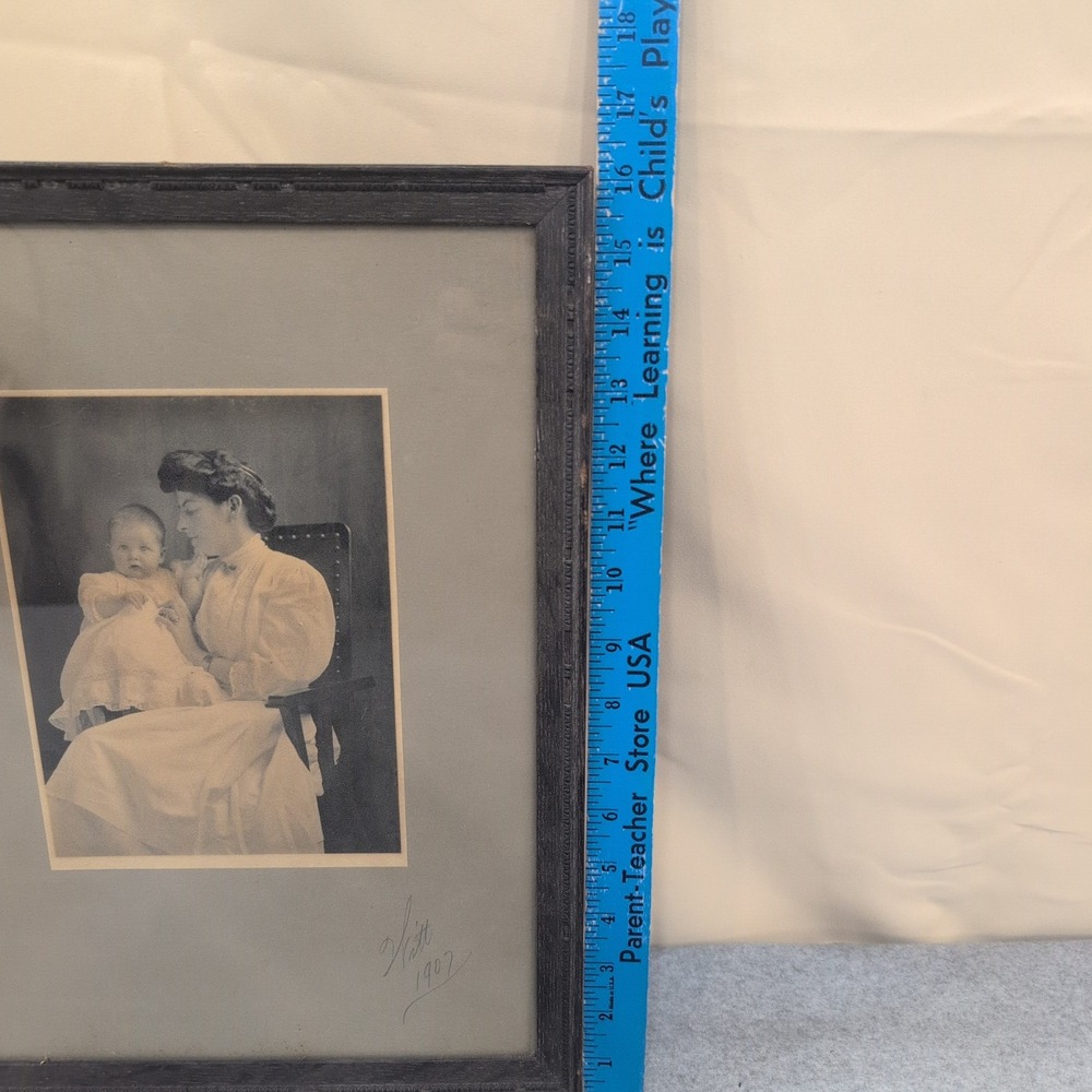 Antique 1907 Signed Mother & Child Portrait John Wanamaker Framed Photo PA - Picture 4 of 7